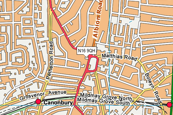 N16 9QH map - OS VectorMap District (Ordnance Survey) N16 9QH map - OS VectorMap District (Ordnance Survey)