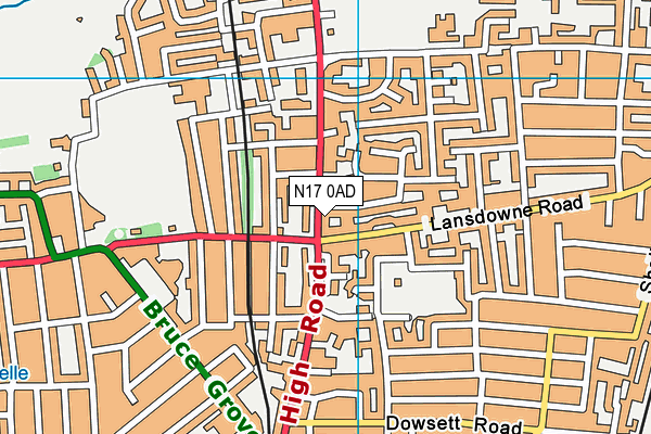 N17 0AD map - OS VectorMap District (Ordnance Survey)