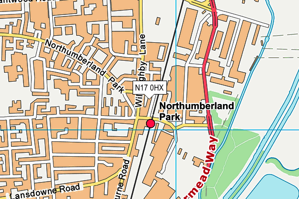 N17 0HX map - OS VectorMap District (Ordnance Survey) N17 0HX map - OS VectorMap District (Ordnance Survey)