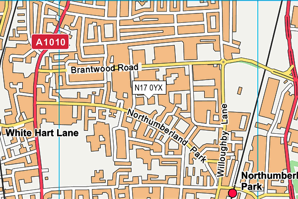 N17 0YX map - OS VectorMap District (Ordnance Survey)