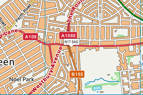 N17 6AG map - OS VectorMap District (Ordnance Survey)