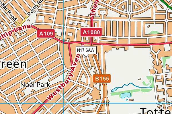 N17 6AW map - OS VectorMap District (Ordnance Survey) N17 6AW map - OS VectorMap District (Ordnance Survey)