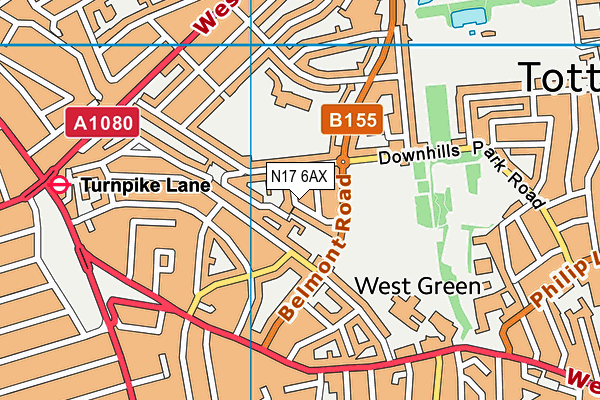 N17 6AX map - OS VectorMap District (Ordnance Survey)