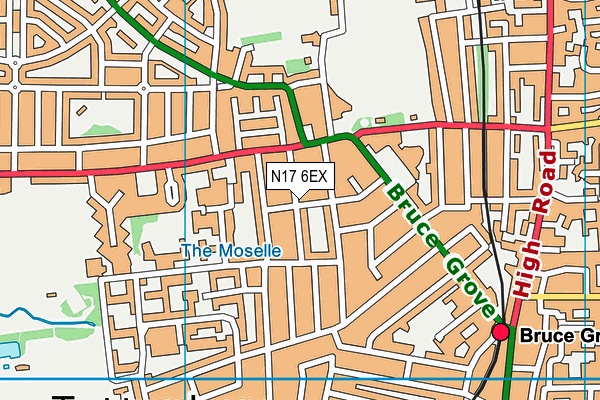 N17 6EX map - OS VectorMap District (Ordnance Survey)