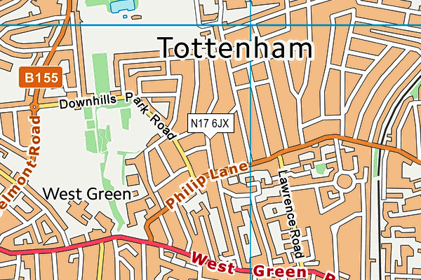 N17 6JX map - OS VectorMap District (Ordnance Survey) N17 6JX map - OS VectorMap District (Ordnance Survey)
