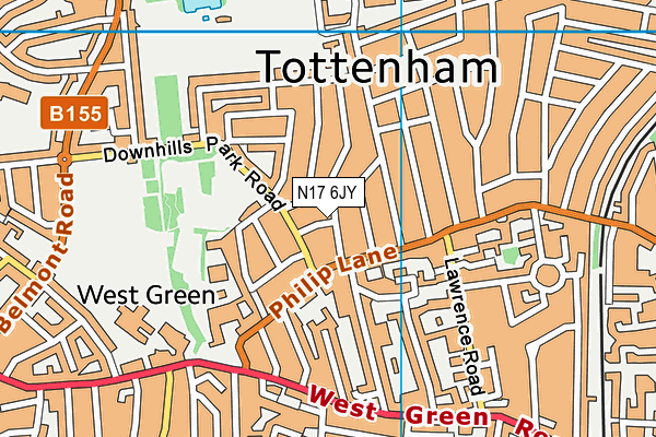 N17 6JY map - OS VectorMap District (Ordnance Survey)