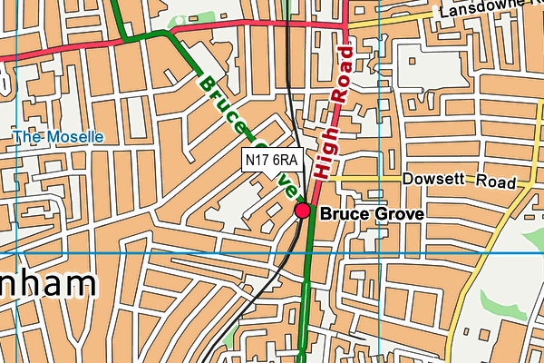 N17 6RA map - OS VectorMap District (Ordnance Survey)