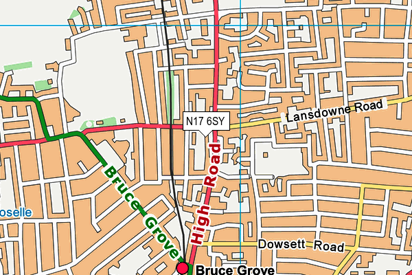 N17 6SY map - OS VectorMap District (Ordnance Survey)