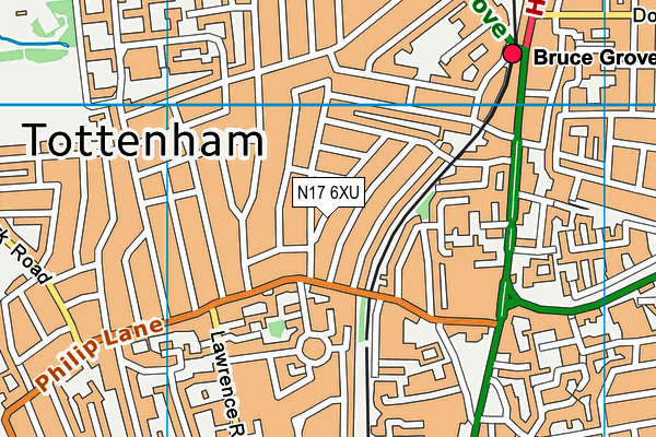 N17 6XU map - OS VectorMap District (Ordnance Survey)