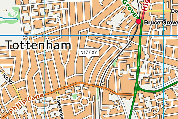 N17 6XY map - OS VectorMap District (Ordnance Survey) N17 6XY map - OS VectorMap District (Ordnance Survey)