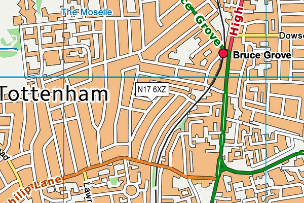 N17 6XZ map - OS VectorMap District (Ordnance Survey) N17 6XZ map - OS VectorMap District (Ordnance Survey)