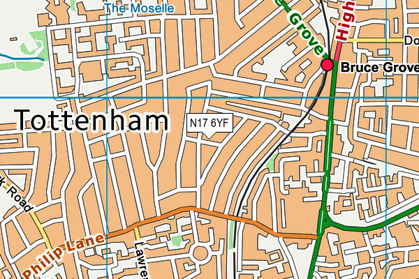 N17 6YF map - OS VectorMap District (Ordnance Survey) N17 6YF map - OS VectorMap District (Ordnance Survey)