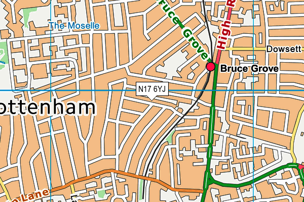 N17 6YJ map - OS VectorMap District (Ordnance Survey)