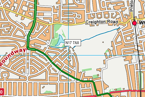 N17 7AX map - OS VectorMap District (Ordnance Survey) N17 7AX map - OS VectorMap District (Ordnance Survey)