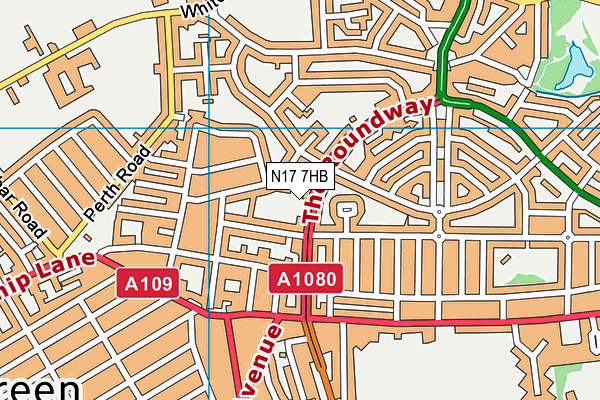 N17 7HB map - OS VectorMap District (Ordnance Survey) N17 7HB map - OS VectorMap District (Ordnance Survey)