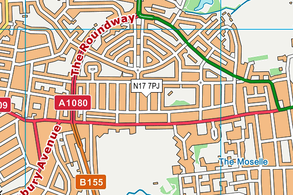 N17 7PJ map - OS VectorMap District (Ordnance Survey)