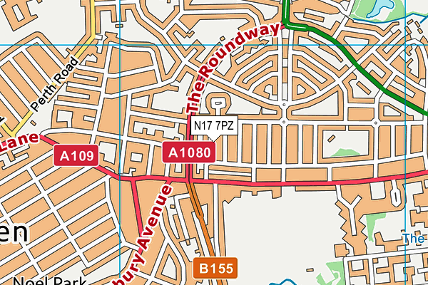 N17 7PZ map - OS VectorMap District (Ordnance Survey) N17 7PZ map - OS VectorMap District (Ordnance Survey)
