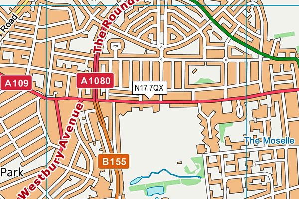 N17 7QX map - OS VectorMap District (Ordnance Survey)