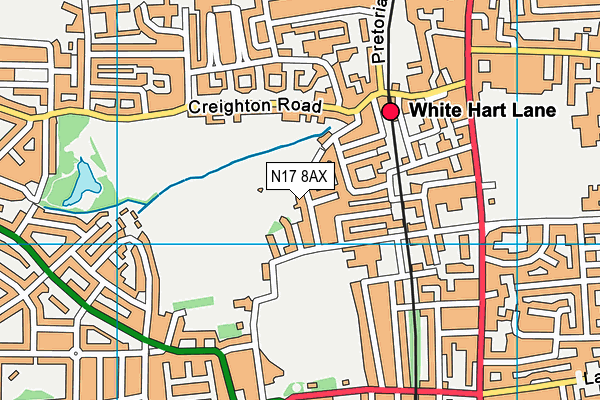 N17 8AX map - OS VectorMap District (Ordnance Survey) N17 8AX map - OS VectorMap District (Ordnance Survey)