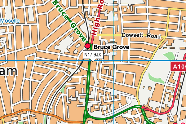 N17 9JX map - OS VectorMap District (Ordnance Survey) N17 9JX map - OS VectorMap District (Ordnance Survey)