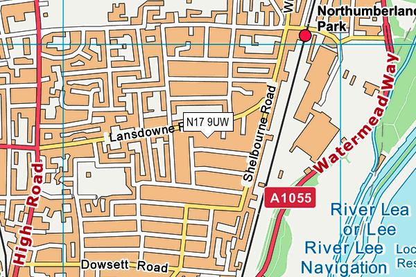 N17 9UW map - OS VectorMap District (Ordnance Survey) N17 9UW map - OS VectorMap District (Ordnance Survey)