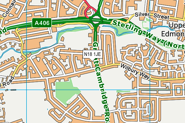 N18 1JE map - OS VectorMap District (Ordnance Survey)