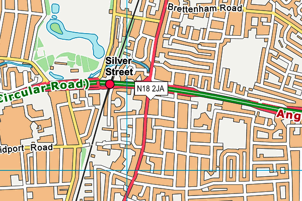 N18 2JA map - OS VectorMap District (Ordnance Survey)