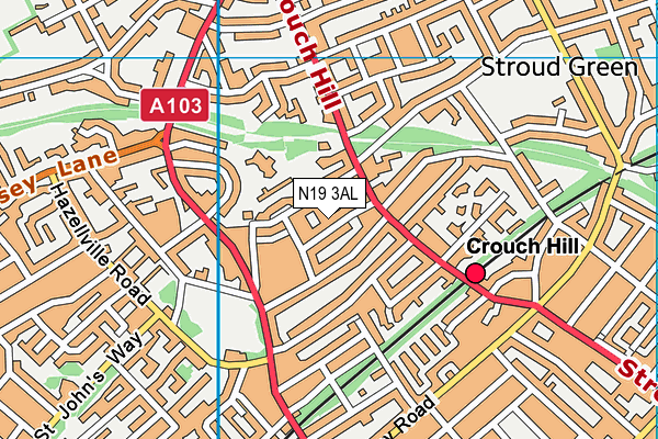 N19 3AL map - OS VectorMap District (Ordnance Survey)