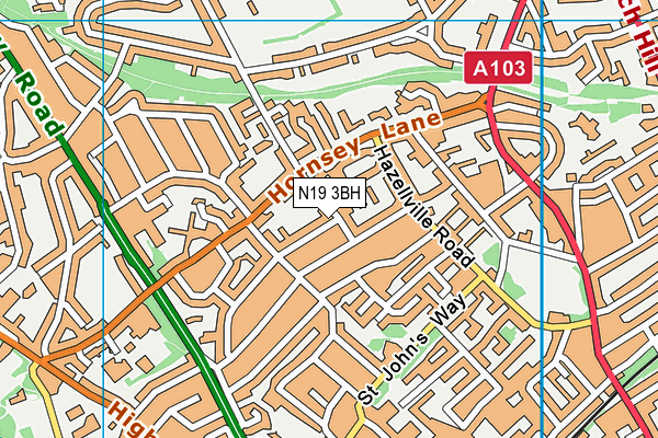 N19 3BH map - OS VectorMap District (Ordnance Survey) N19 3BH map - OS VectorMap District (Ordnance Survey)
