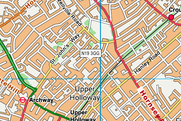 N19 3GG map - OS VectorMap District (Ordnance Survey) N19 3GG map - OS VectorMap District (Ordnance Survey)