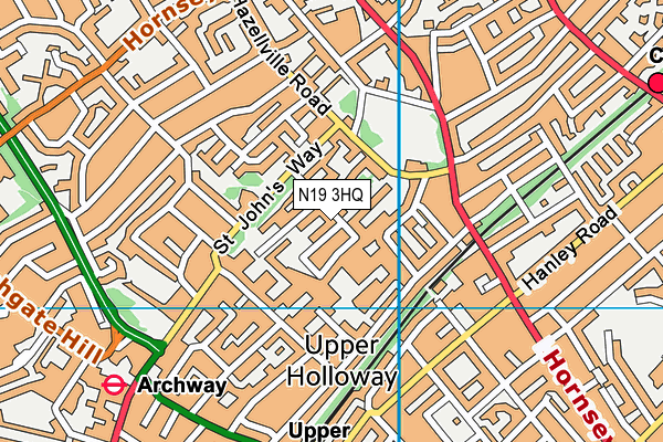 N19 3HQ map - OS VectorMap District (Ordnance Survey) N19 3HQ map - OS VectorMap District (Ordnance Survey)