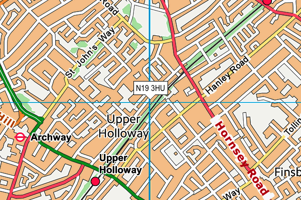 N19 3HU map - OS VectorMap District (Ordnance Survey) N19 3HU map - OS VectorMap District (Ordnance Survey)