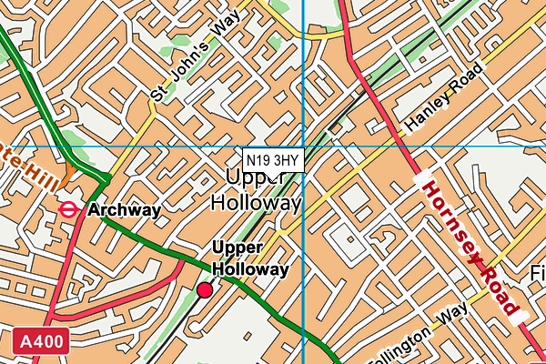N19 3HY map - OS VectorMap District (Ordnance Survey)