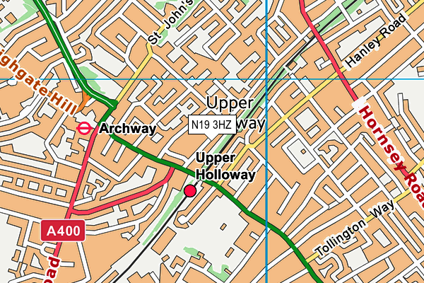 N19 3HZ map - OS VectorMap District (Ordnance Survey)