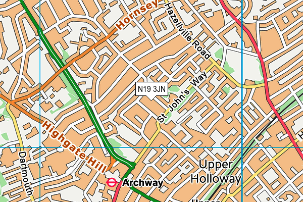 N19 3JN map - OS VectorMap District (Ordnance Survey) N19 3JN map - OS VectorMap District (Ordnance Survey)