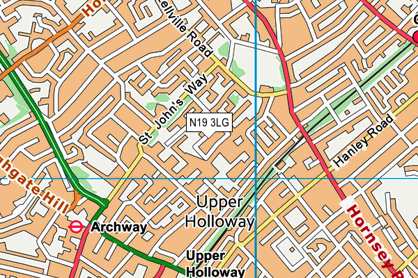 N19 3LG map - OS VectorMap District (Ordnance Survey) N19 3LG map - OS VectorMap District (Ordnance Survey)