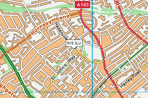 N19 3LU map - OS VectorMap District (Ordnance Survey) N19 3LU map - OS VectorMap District (Ordnance Survey)