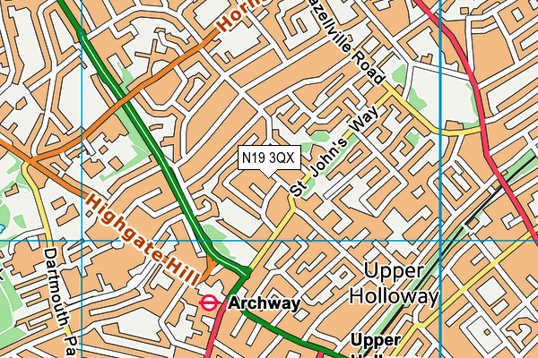 N19 3QX map - OS VectorMap District (Ordnance Survey) N19 3QX map - OS VectorMap District (Ordnance Survey)