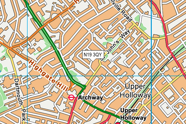 N19 3QY map - OS VectorMap District (Ordnance Survey) N19 3QY map - OS VectorMap District (Ordnance Survey)