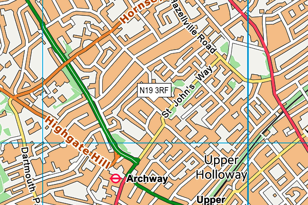 N19 3RF map - OS VectorMap District (Ordnance Survey) N19 3RF map - OS VectorMap District (Ordnance Survey)
