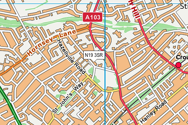 N19 3SR map - OS VectorMap District (Ordnance Survey) N19 3SR map - OS VectorMap District (Ordnance Survey)