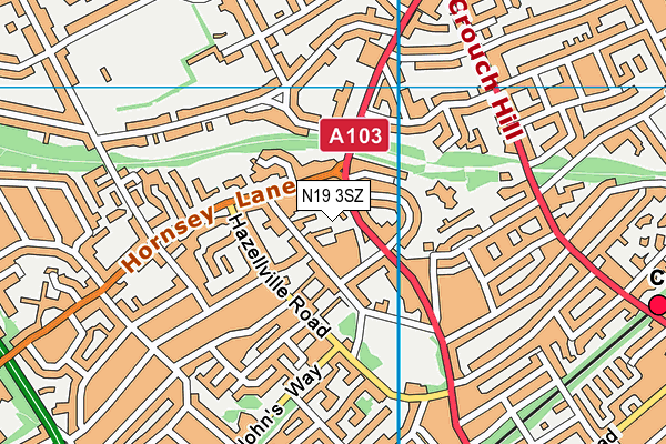N19 3SZ map - OS VectorMap District (Ordnance Survey) N19 3SZ map - OS VectorMap District (Ordnance Survey)