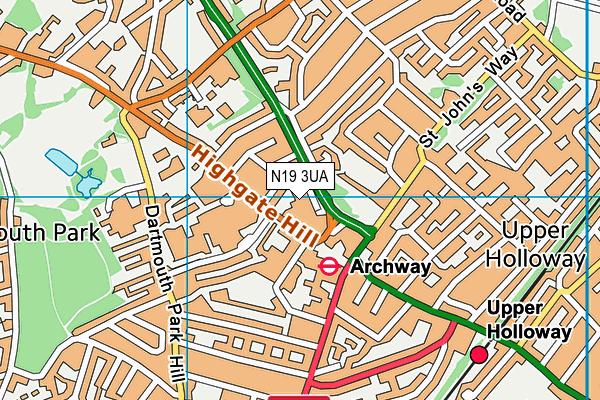 N19 3UA map - OS VectorMap District (Ordnance Survey) N19 3UA map - OS VectorMap District (Ordnance Survey)