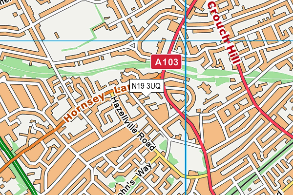N19 3UQ map - OS VectorMap District (Ordnance Survey) N19 3UQ map - OS VectorMap District (Ordnance Survey)