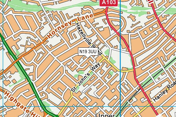 N19 3UU map - OS VectorMap District (Ordnance Survey)