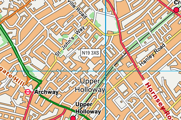 N19 3XS map - OS VectorMap District (Ordnance Survey) N19 3XS map - OS VectorMap District (Ordnance Survey)
