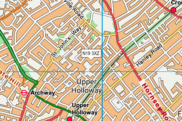 N19 3XZ map - OS VectorMap District (Ordnance Survey) N19 3XZ map - OS VectorMap District (Ordnance Survey)