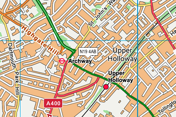 N19 4AB map - OS VectorMap District (Ordnance Survey)