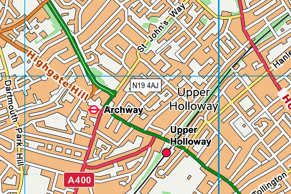 N19 4AJ map - OS VectorMap District (Ordnance Survey)
