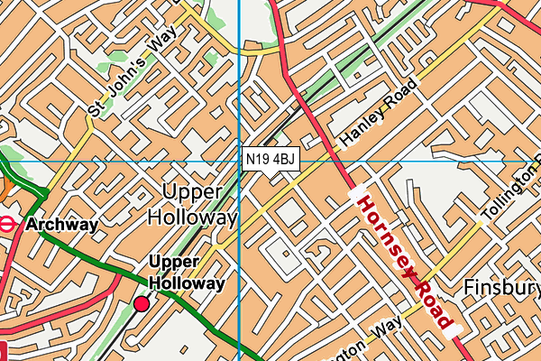 N19 4BJ map - OS VectorMap District (Ordnance Survey) N19 4BJ map - OS VectorMap District (Ordnance Survey)